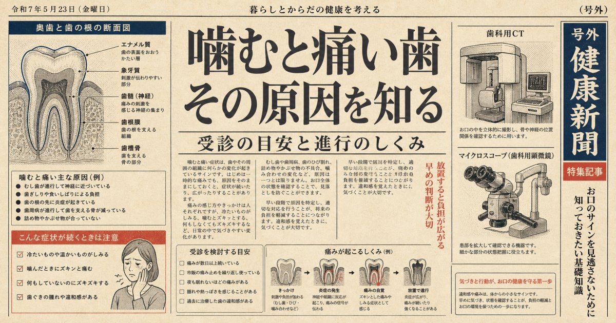 噛むと痛い歯を放置するとどうなる？主な原因と受診の目安を解説